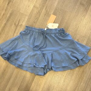 Stylish Blue Ruffled Women's Skorts